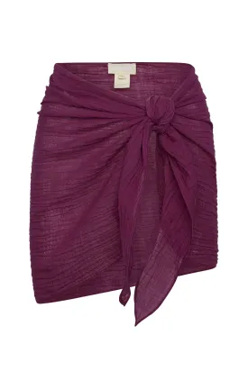 South Beach Sarong - Eggplant Crinkle Linen