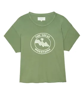 The Crop Tee. Graphic -- Vintage Army with Mountain Resort Graphic