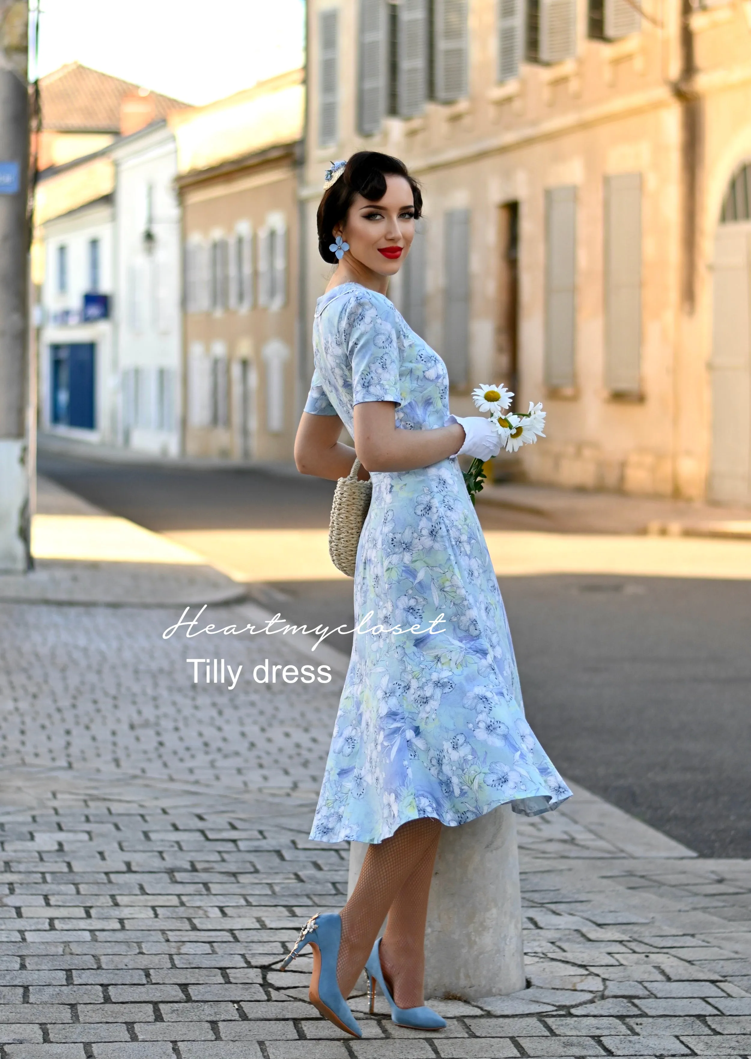 Tilly - Agent Carter inspired dress - blue linen