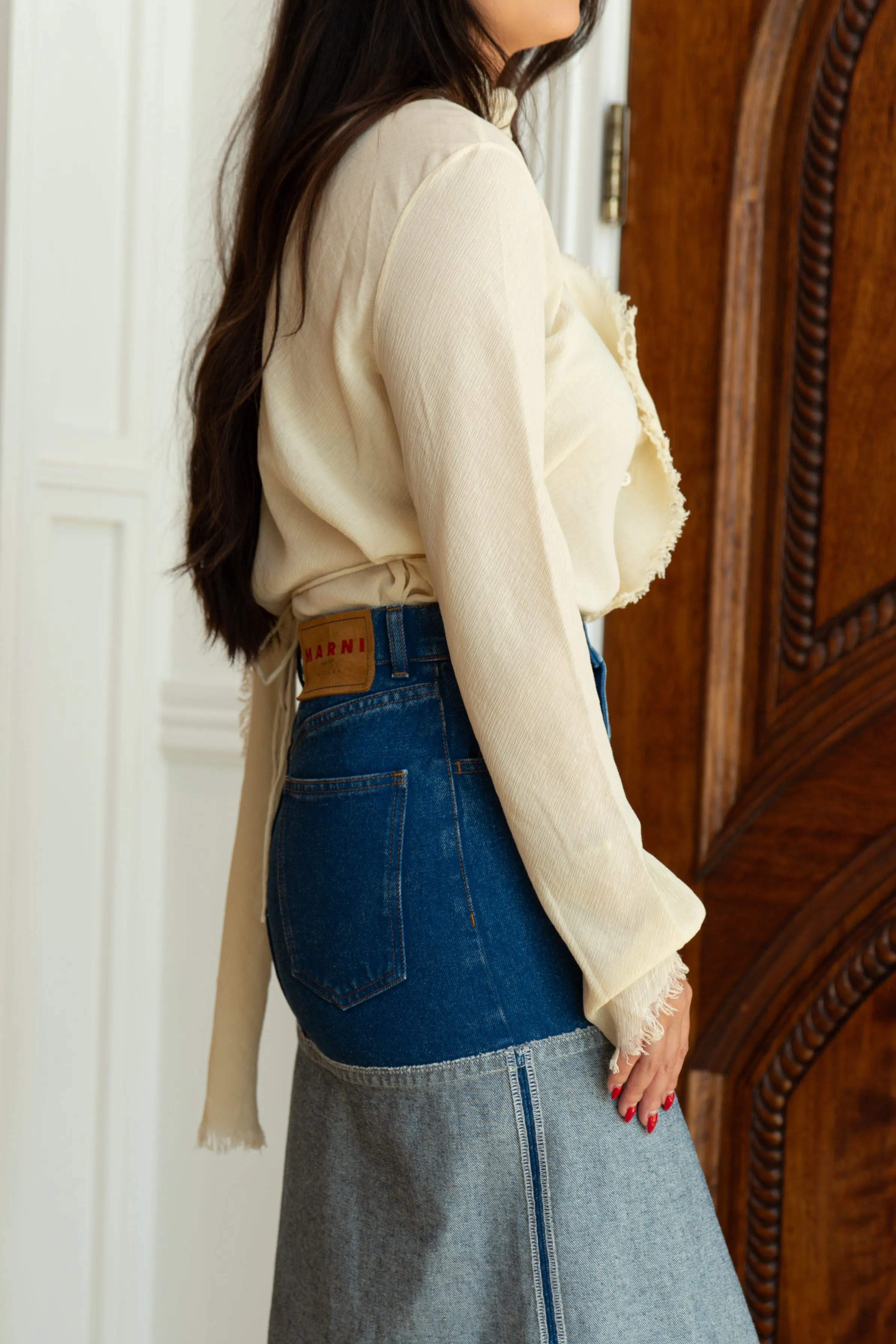 Two-Tone Denim Skirt