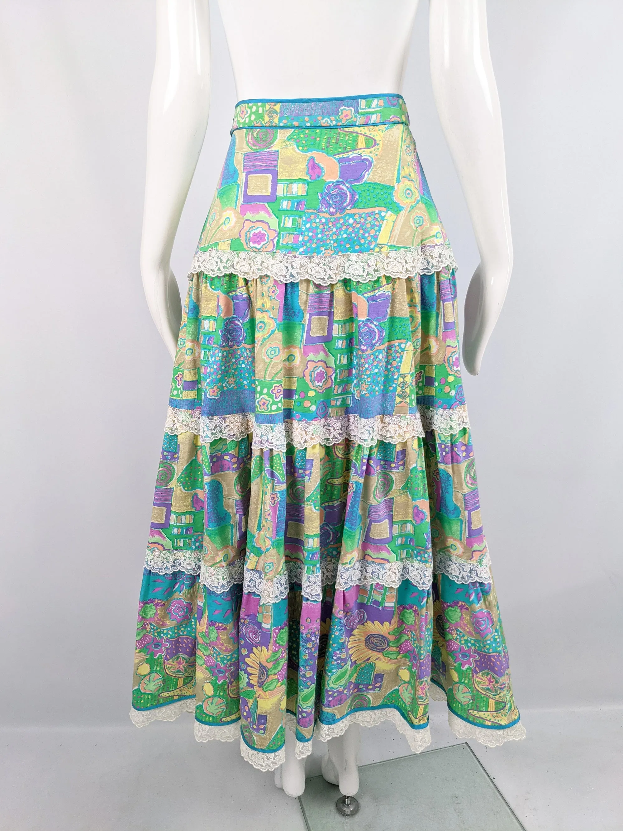 Vintage Multicoloured Maxi Peasant Skirt, 1970s