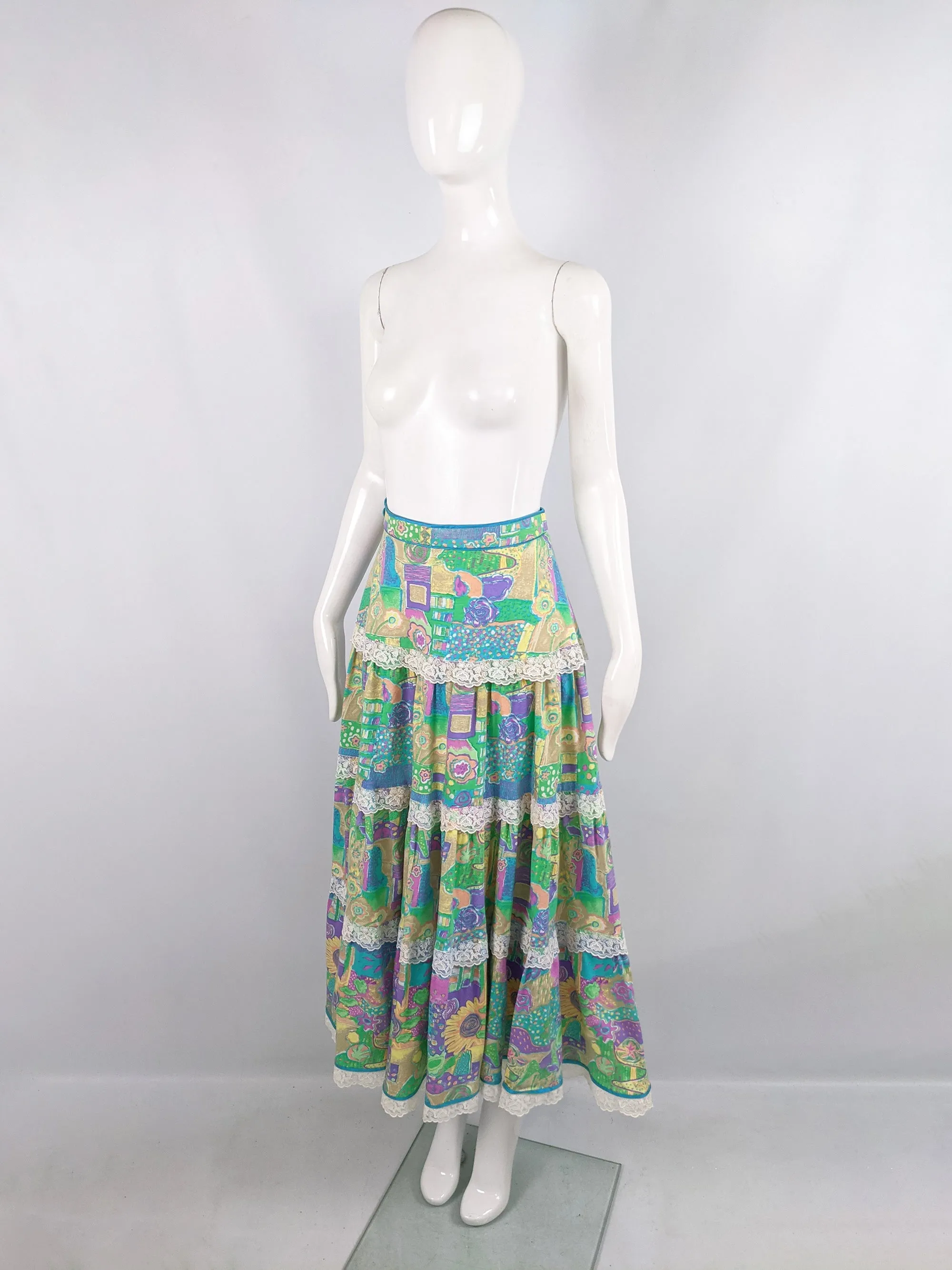 Vintage Multicoloured Maxi Peasant Skirt, 1970s