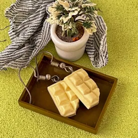 White Chocolate Slab Mini Food Earrings