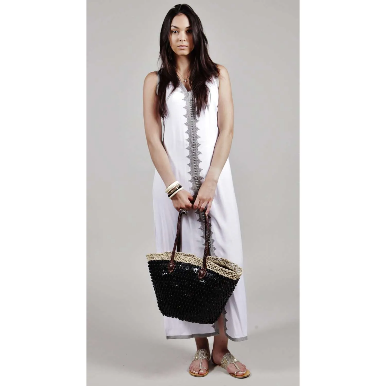 White Non Sleeve Kaftan -Khalida Style