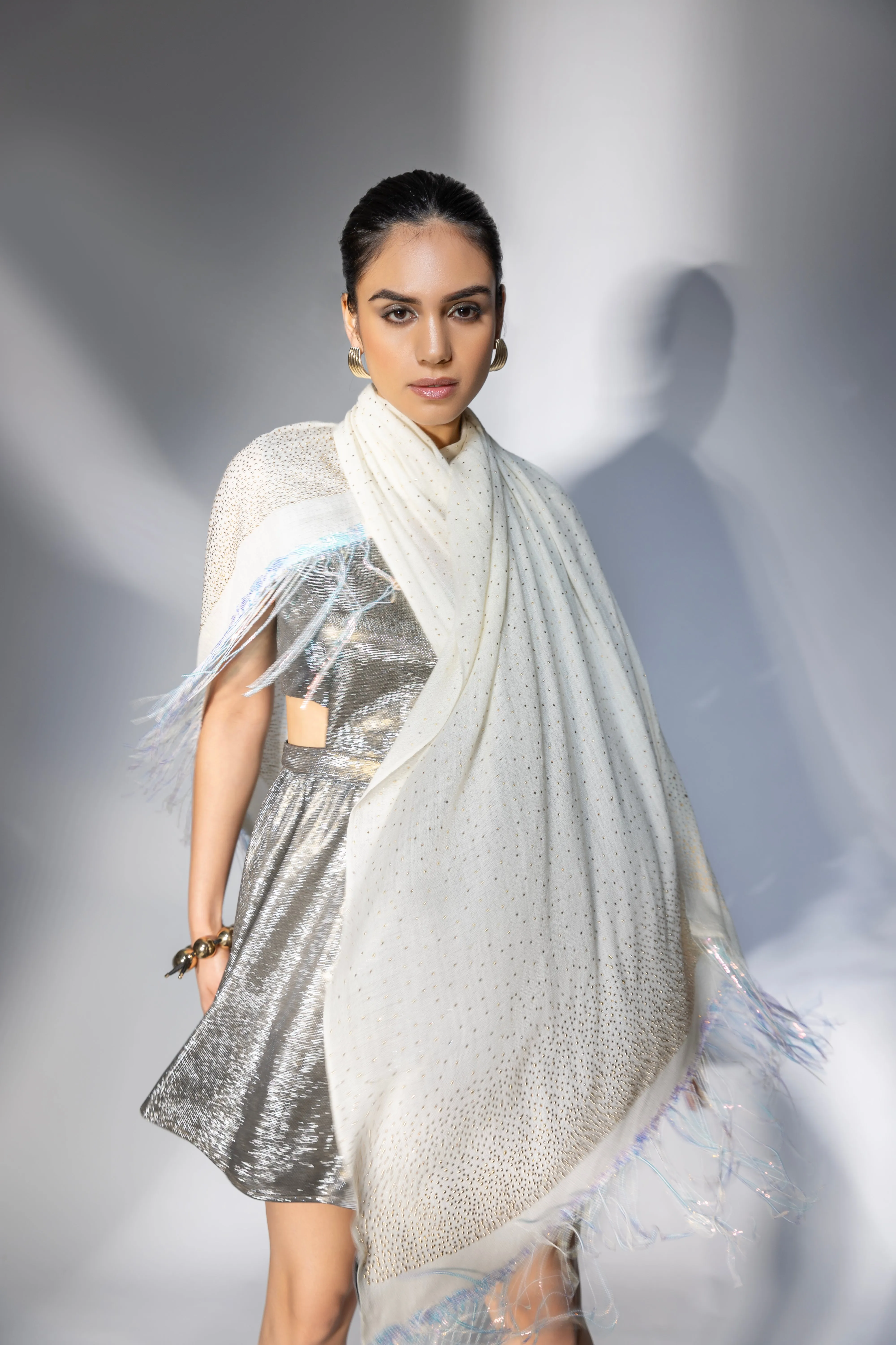 White shawl for party dress and gown