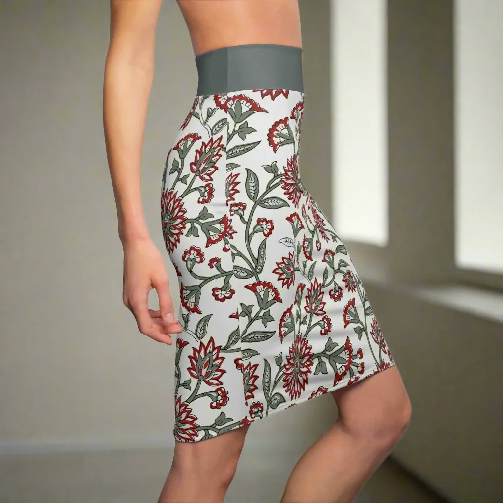 Women's Pencil Skirt - Floral