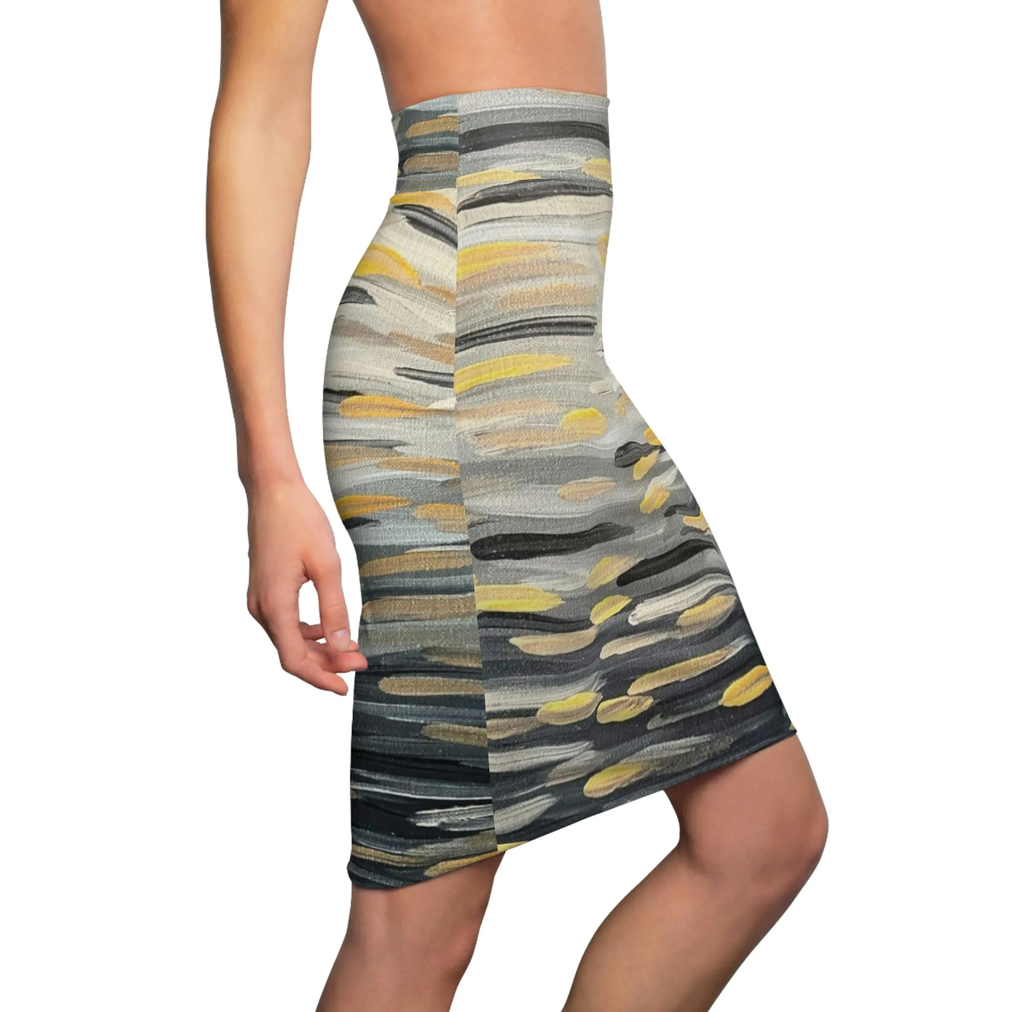 “Zebra Brushstrokes”   Women's Pencil Skirt